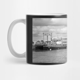 Catamaran moored up in Great Yarmouth docks, Norfolk Mug